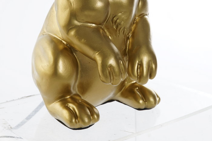 DKD Home Decor Lámpara de Sobremesa de Resina y Algodón con Conejo, Dorado y Negro