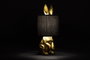 DKD Home Decor Lámpara de Sobremesa de Resina y Algodón con Conejo, Dorado y Negro