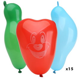 Party Time - 15 Globos de Látex con Formas de Animales, Pájaro, Ratón, Figuras para Fiestas