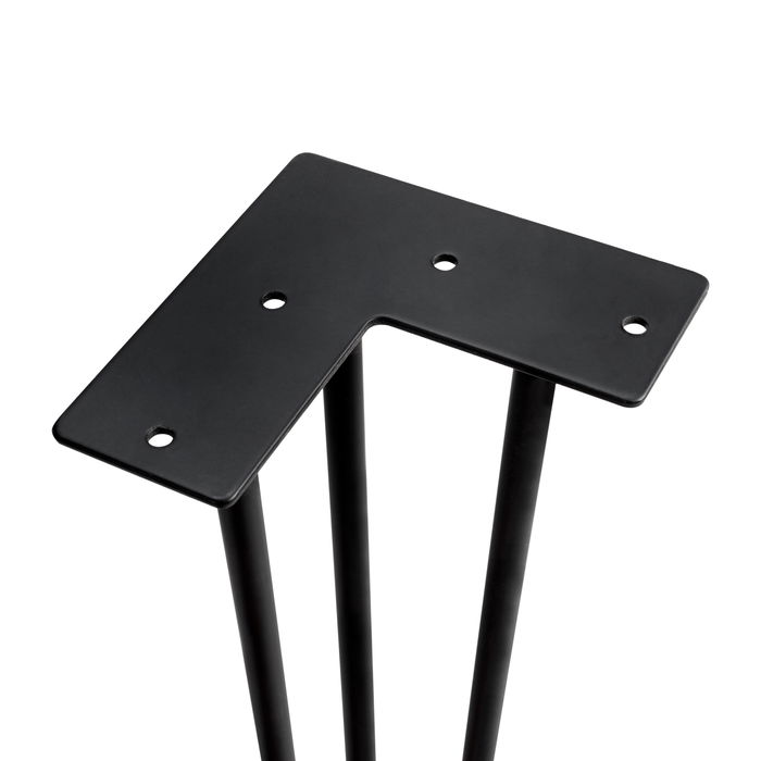 Emuca Lote de 4 patas Hairpin de 3 varillas para mesa, altura 710mm, Acero, Pintado negro