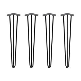 Emuca Lote de 4 patas Hairpin de 3 varillas para mesa, altura 710mm, Acero, Pintado negro