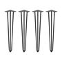 Emuca Lote de 4 patas Hairpin de 3 varillas para mesa, altura 710mm, Acero, Pintado negro