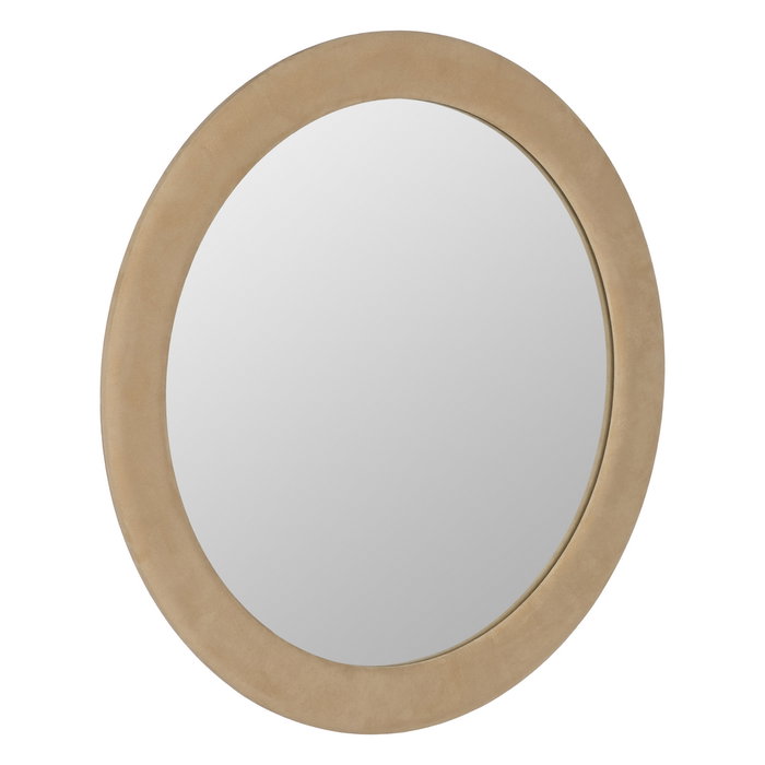 Espejo Redondo Beige Mdf-Tejido 100 X 4 X 100 cm
