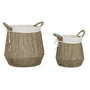 DKD Home Decor Set de 2 Cestas para Ropa Seagrass y Algodón Natural