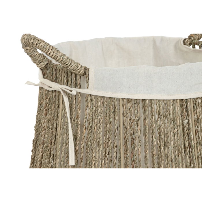 DKD Home Decor Set de 2 Cestas para Ropa Seagrass y Algodón Natural