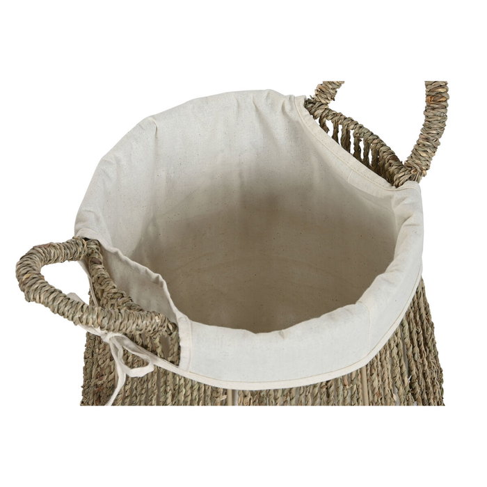 DKD Home Decor Set de 2 Cestas para Ropa Seagrass y Algodón Natural