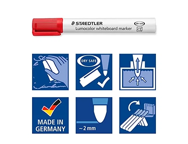 Staedtler Lumocolor 351 Marcadores para Pizarra Blanca, Punta Redonda 2 mm, Surtidos Staedtler Lumocolor 351 Marcadores para Pizarra Blanca, Punta Redonda 2 mm, Surtidos
