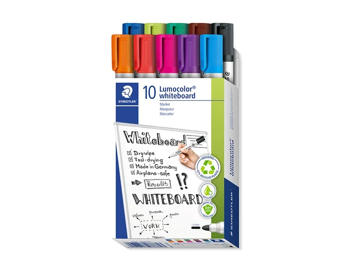 Staedtler Lumocolor 351 Marcadores para Pizarra Blanca, Punta de 2 mm, Surtidos, 10 Unidades
