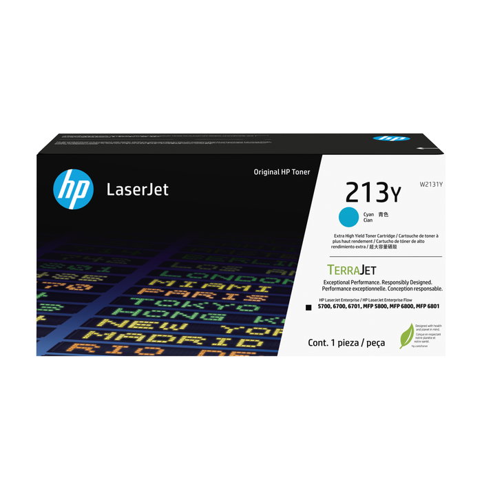 HP Cartucho de tóner Original LaserJet 213Y Cian W2131Y de capacidad superior (12.000 páginas) inevitable