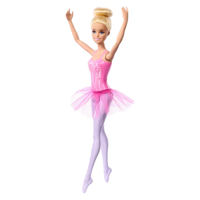 Mattel Barbie Muñeca Bailarina de Bailarina Ballet Rubia Articulada Tutú Rosa Moño (HRG34)