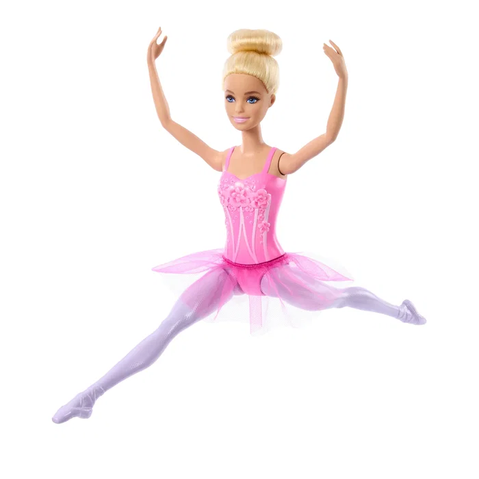 Mattel Barbie Muñeca Bailarina de Bailarina Ballet Rubia Articulada Tutú Rosa Moño (HRG34)