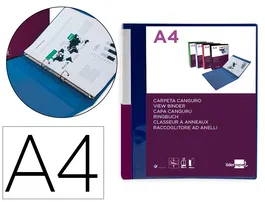 Liderpapel Carpeta Canguro 2 Anillas 25 mm Mixtas Polipropileno DIN A4 Azul Translucido