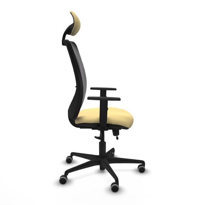 PIQUERAS Y CRESPO Silla de oficina Zulema Crema/Negro con mecanismo Sincro/Traslack