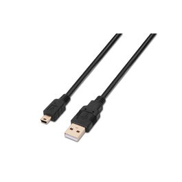 AISENS - CABLE USB 2.0, TIPO A/M-MINI B/M, NEGRO, 0.5M