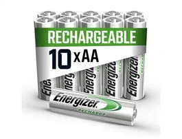 Energizer - Pilas Recargables AA Power Plus Blister 10 Unidades, 22% Materiales Reciclados, Precargadas, Alto Rendimiento