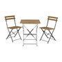 Outdoor Living By Decoris Conjunto Mesa y 2 Sillas Leeds Plegable, Madera Sintética y Acero, Marrón, Modelo Leeds - Mesa 60x60x71.5 cm, Silla 41x37x79 cm