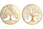 DKD Home Decor Decoración de Pared Metal Dorado 60 x 60 cm con Detalle de Árbol (4 Unidades)