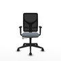 Silla de oficina Motilla con mecanismo Sincro/Traslack tapizada con Tela color Gris y malla color Negro. Equipada con lumbar 1D, Brazos 1D y Ruedas 65mm nailon