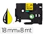 Q-connect Cinta TZE-641 Amarillo-Negro 18mm x 8m para Rotuladoras Brother, Compatible, Etiquetas para Oficina Taller Tienda y Exteriores