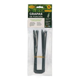 Faura Grapas metálicas epoxi 17x3.5 cm para sujeción de mallas, cesped artificial - Color verde - 10 unidades
