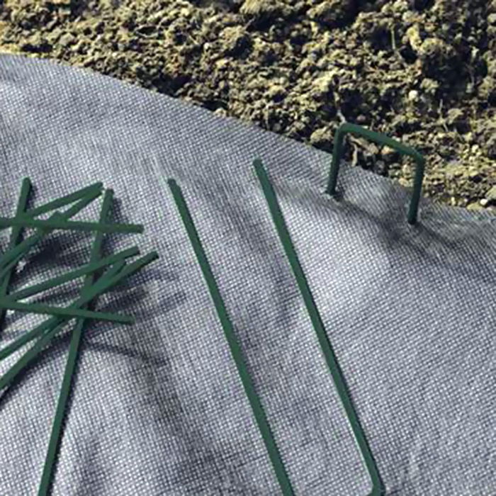 Faura Grapas metálicas epoxi 17x3.5 cm para sujeción de mallas, cesped artificial - Color verde - 10 unidades