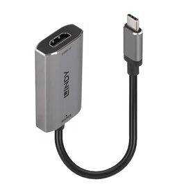 Lindy Adaptador de cable de vídeo USB Tipo C a HDMI 0,11 m Negro, Gris