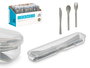 Leknes Set de 4 Cubiertos de Plástico PP para Picnic, Color Gris y Transparente, Cuchara 17.5cm, Tenedor 17.5cm, Cuchillo 19cm, Apto para Lavavajillas (Set de 24)