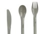 Leknes Set de 4 Cubiertos de Plástico PP para Picnic, Color Gris y Transparente, Cuchara 17.5cm, Tenedor 17.5cm, Cuchillo 19cm, Apto para Lavavajillas (Set de 24)