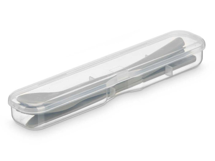 Leknes Set de 4 Cubiertos de Plástico PP para Picnic, Color Gris y Transparente, Cuchara 17.5cm, Tenedor 17.5cm, Cuchillo 19cm, Apto para Lavavajillas (Set de 24)