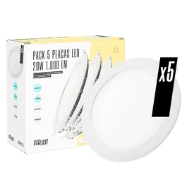 BX3 Light Pack 5 Placas LED Circular 20W 1800 Lm Blanco Frío 6000K 40000H Empetrable [BX3-1011P5-W/BX3-1027P5-CW]