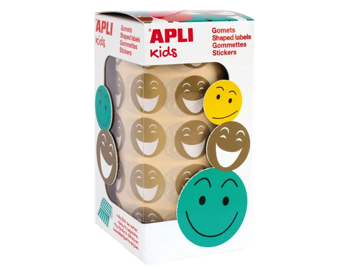 Apli Gomets Autoadhesivo Smile Oro Cara Feliz Rollo 900 Unidades 20 mm