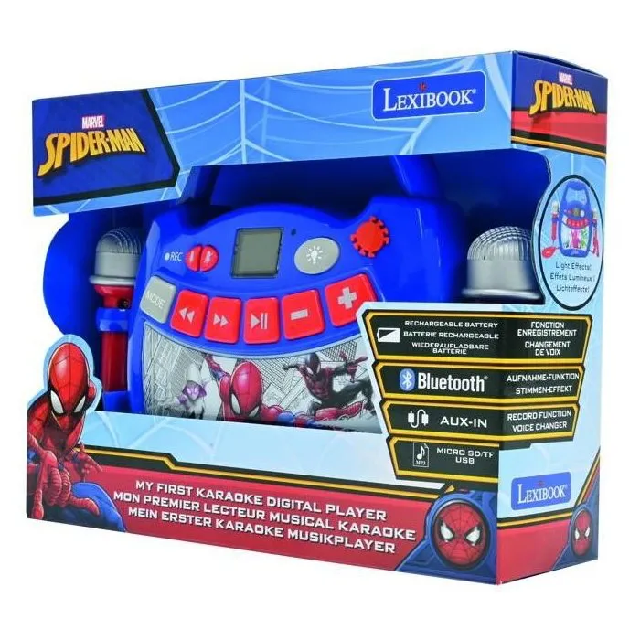 LEXIBOOK Altavoz Karaoke Bluetooth Spiderman Marvel con 2 Micrófonos LEXIBOOK Altavoz Karaoke Bluetooth Spiderman Marvel con 2 Micrófonos