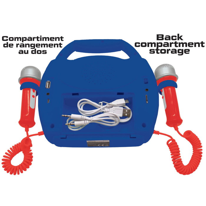 Lexibook Altavoz Karaoke Bluetooth Spiderman Marvel con Microfonos y Efectos de Luz, Grabación y Cambiador de Voz