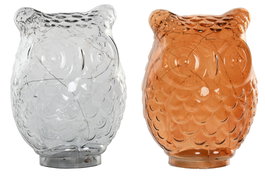 DKD Home Decor Decoración Luminosa de Cristal Búho (Surtido de 2)