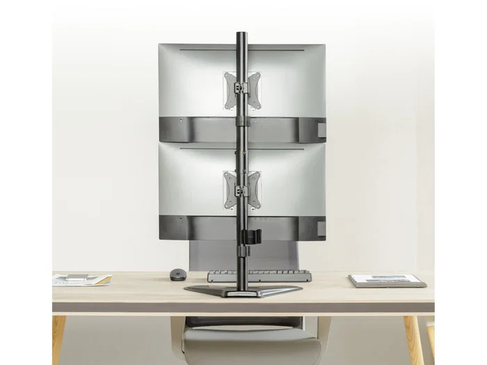 Ergotron Equip 650128 - Soporte de Mesa para 2 Monitores Vertical (17-32", Hasta 9kg/Monitor, VESA 100x100, Negro)