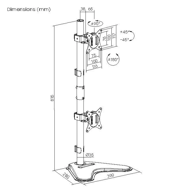 EQUIP Soporte para Monitor Doble Vertical 17-32 pulgadas