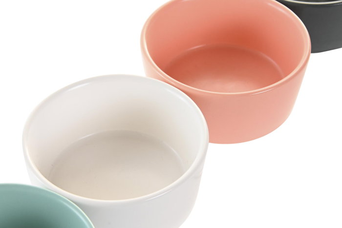DKD Home Decor Set de 5 Piezas para Aperitivos de Porcelana y Bambú 20x20x14 cm