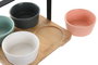 DKD Home Decor Set de 5 Piezas para Aperitivos de Porcelana y Bambú 20x20x14 cm