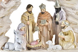 DKD Home Decor Nacimiento Navidad Moderna Beige Multicolor Resina 23.5 x 17 x 8 cm
