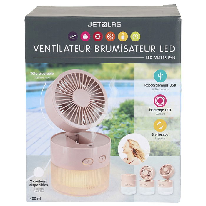 Jet Lag Ventilador Pulverizador LED USB.