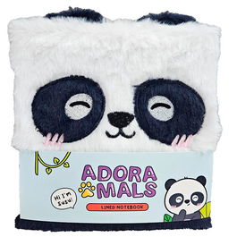 Puckator Cuaderno Oso Panda Adoramals A5 Peluche Poliéster Papel Cartón Rayas 15,5x15x2cm