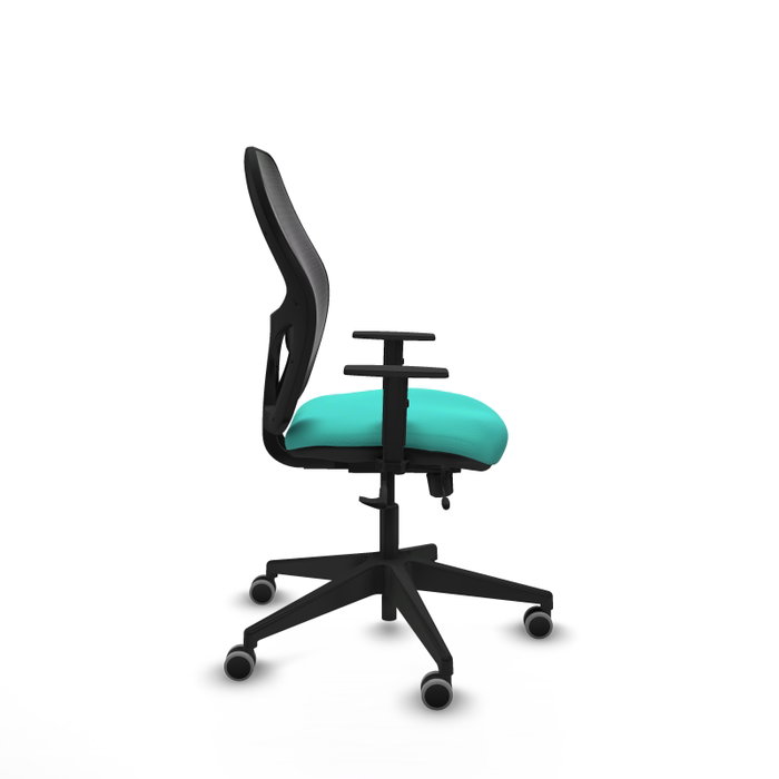PIQUERAS Y CRESPO Silla de oficina Alocén traslack malla negra y similpiel turquesa PIQUERAS Y CRESPO Silla de oficina Alocén traslack malla negra y similpiel turquesa