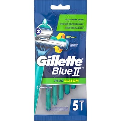Gillette Blue II Plus Slalom Cuchilla de Afeitar Desechable, 5 Unidades