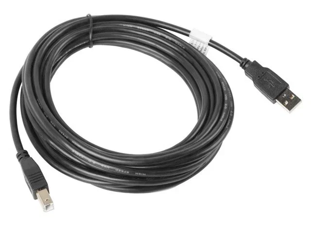 Lanberg CA-USBA-10CC-0050-BK Cable USB 2.0 de 5 metros, USB A Macho a USB B Macho, Negro