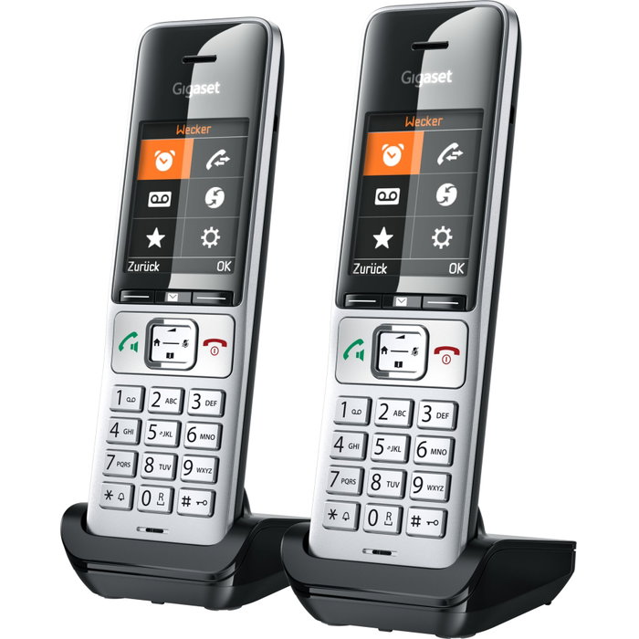 Gigaset COMFORT 500HX duo Teléfono DECT/analógico Negro, Plata