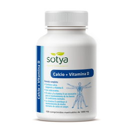 Sotya Calcio Vitamina D3 100 Comprimidos Masticables - Suplemento para Huesos y Menopausia