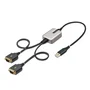 StarTech.com 2P1FFC-USB-SERIAL Adaptador USB-A a 2 Puertos Serie DB-9 RS-232 - Cable de 61 cm - Compatible con Windows, macOS, ChromeOS, Linux - Negro/Gris