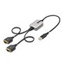 StarTech.com 2P1FFC-USB-SERIAL Adaptador USB-A a 2 Puertos Serie DB-9 RS-232 - Cable de 61 cm - Compatible con Windows, macOS, ChromeOS, Linux - Negro/Gris