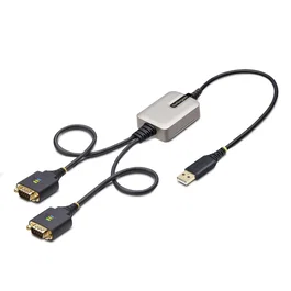StarTech.com Adaptador USB a 2 Puertos Serie 60cm FTDI - Conversor USB a RS-232 - Tornillos Intercambiables - Win/macOS/ChromeOS/Linux