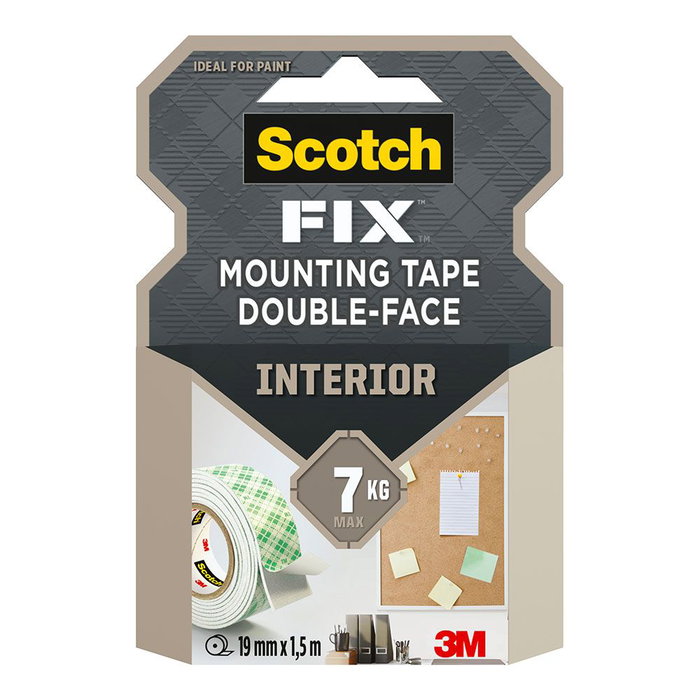 Scotch Cinta Doble Cara de Montaje para Interiores, Soporta hasta 7 kg, 19mm x 1,5m Scotch Cinta Doble Cara de Montaje para Interiores, Soporta hasta 7 kg, 19mm x 1,5m